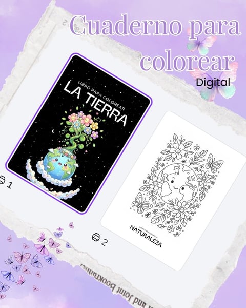Digital coloring book featuring Earth illustration