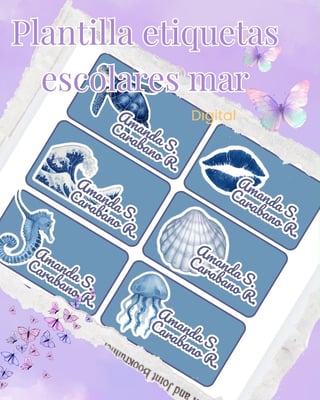 Blue sea-themed plant labels