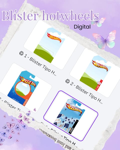 Digital product layout showing Blister Hotwheels packaging