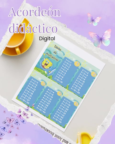 Digital educational accordion with multiplication tables