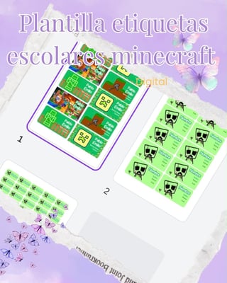 Three sheets of Minecraft school labels stickers
