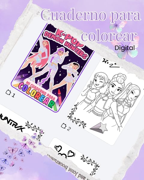 Digital coloring book pages K-pop theme
