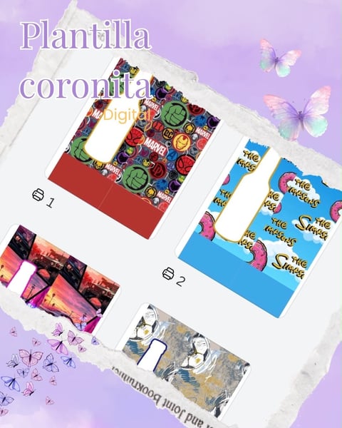 Product display showing Plantilla coronita fabric swatches