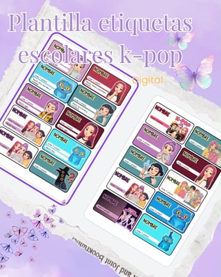 K-pop school labels sticker sheets